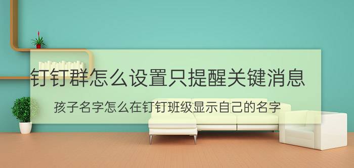 钉钉群怎么设置只提醒关键消息 孩子名字怎么在钉钉班级显示自己的名字？